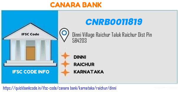 Canara Bank Dinni CNRB0011819 IFSC Code