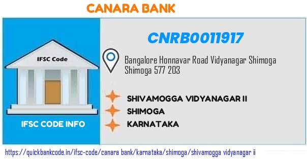 Canara Bank Shivamogga Vidyanagar Ii CNRB0011917 IFSC Code