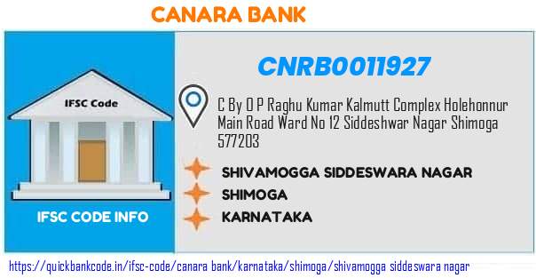 Canara Bank Shivamogga Siddeswara Nagar CNRB0011927 IFSC Code