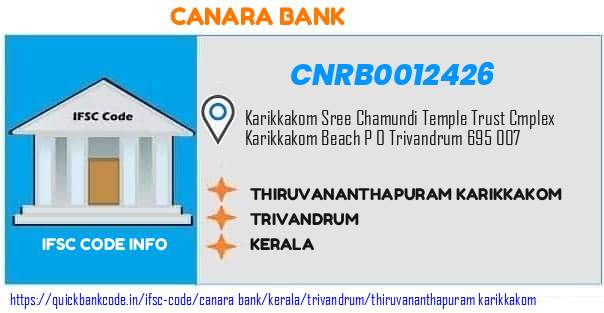 Canara Bank Thiruvananthapuram Karikkakom CNRB0012426 IFSC Code
