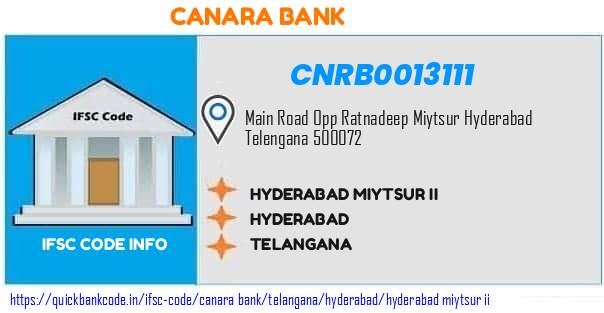 Canara Bank Hyderabad Miytsur Ii CNRB0013111 IFSC Code