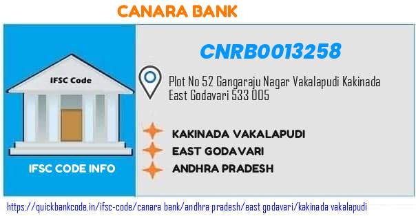 Canara Bank Kakinada Vakalapudi CNRB0013258 IFSC Code