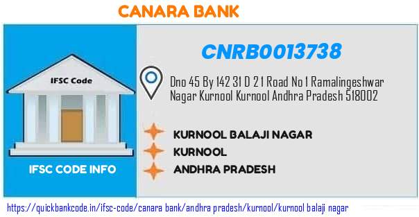 Canara Bank Kurnool Balaji Nagar CNRB0013738 IFSC Code