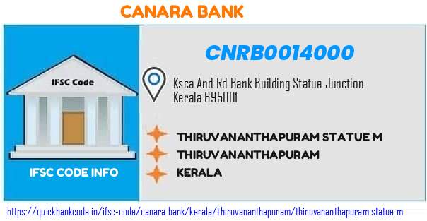 Canara Bank Thiruvananthapuram Statue M CNRB0014000 IFSC Code