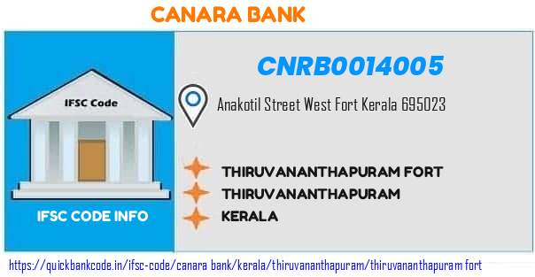 Canara Bank Thiruvananthapuram Fort CNRB0014005 IFSC Code