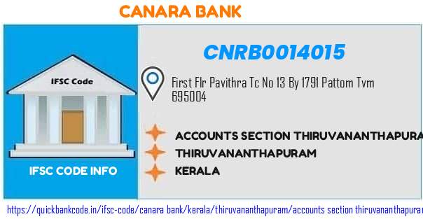 Canara Bank Accounts Section Thiruvananthapuram Ii CNRB0014015 IFSC Code