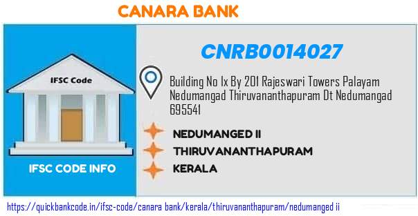 Canara Bank Nedumanged Ii CNRB0014027 IFSC Code