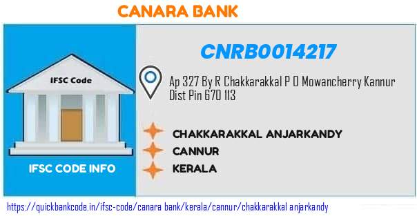 CNRB0014217 Canara Bank. CHAKKARAKKAL ANJARKANDY