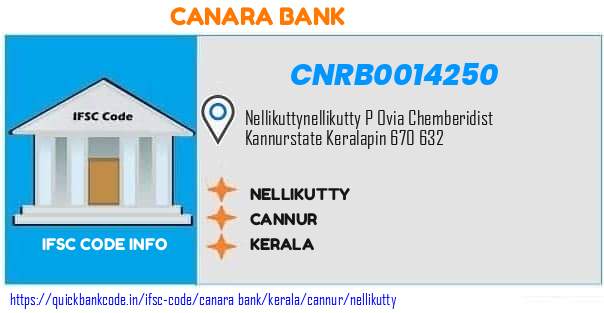 Canara Bank Nellikutty CNRB0014250 IFSC Code