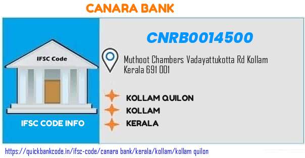 Canara Bank Kollam Quilon CNRB0014500 IFSC Code