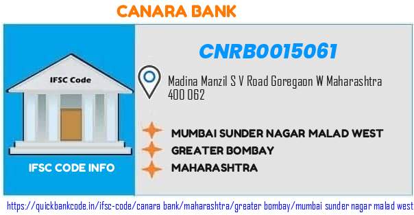 Canara Bank Mumbai Sunder Nagar Malad West CNRB0015061 IFSC Code
