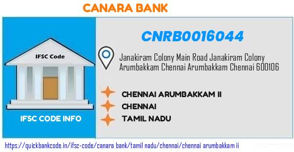 Canara Bank Chennai Arumbakkam Ii CNRB0016044 IFSC Code