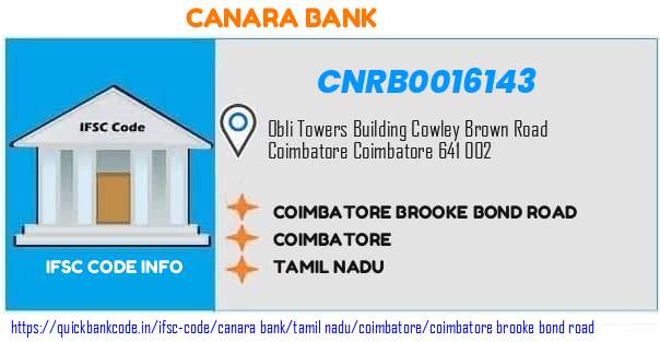Canara Bank Coimbatore Brooke Bond Road CNRB0016143 IFSC Code