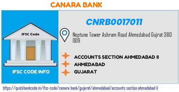 Canara Bank Accounts Section Ahmedabad Ii CNRB0017011 IFSC Code