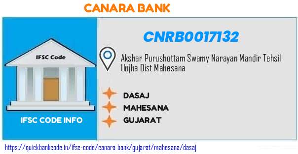 Canara Bank Dasaj CNRB0017132 IFSC Code