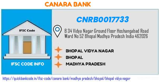 Canara Bank Bhopal Vidya Nagar CNRB0017733 IFSC Code