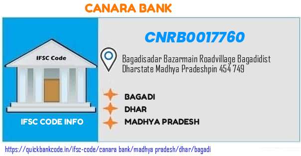 Canara Bank Bagadi CNRB0017760 IFSC Code