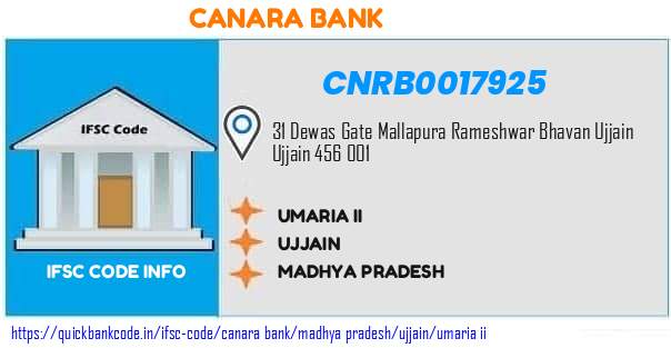 Canara Bank Umaria Ii CNRB0017925 IFSC Code