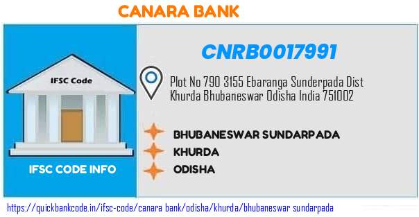 Canara Bank Bhubaneswar Sundarpada CNRB0017991 IFSC Code