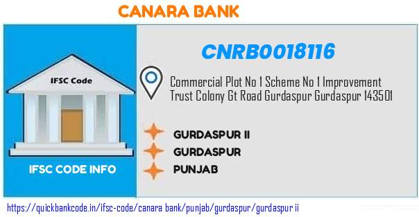 Canara Bank Gurdaspur Ii CNRB0018116 IFSC Code