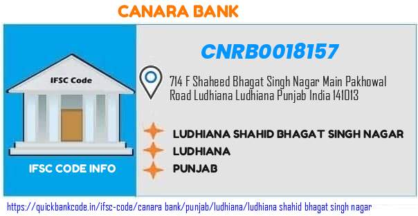 Canara Bank Ludhiana Shahid Bhagat Singh Nagar CNRB0018157 IFSC Code