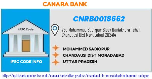 Canara Bank Mohammed Sadiqpur CNRB0018662 IFSC Code