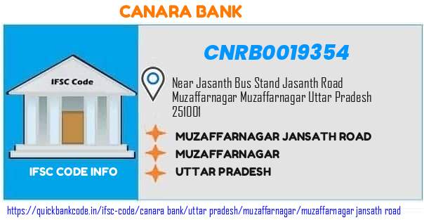 Canara Bank Muzaffarnagar Jansath Road CNRB0019354 IFSC Code