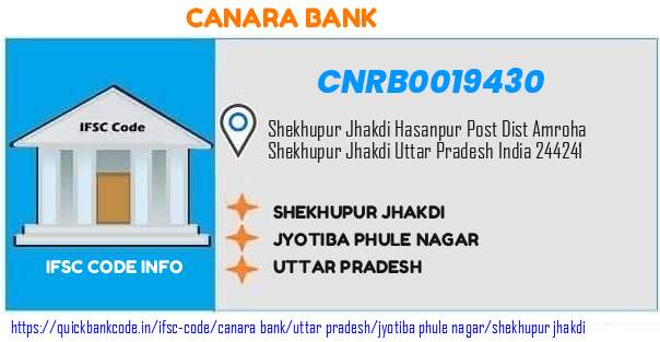 Canara Bank Shekhupur Jhakdi CNRB0019430 IFSC Code