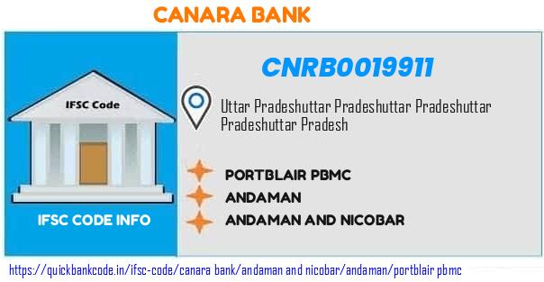 CNRB0019911 Canara Bank. PORTBLAIR PBMC