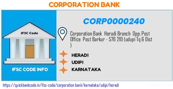 Corporation Bank Heradi CORP0000240 IFSC Code