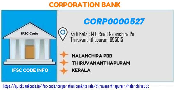 Corporation Bank Nalanchira Pbb CORP0000527 IFSC Code
