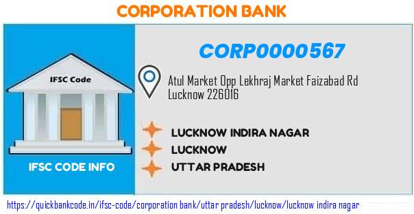 Corporation Bank Lucknow Indira Nagar CORP0000567 IFSC Code