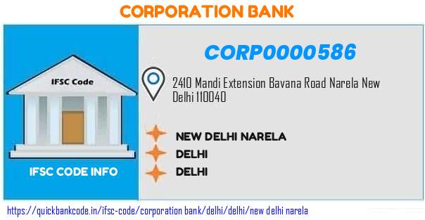 Corporation Bank New Delhi Narela CORP0000586 IFSC Code