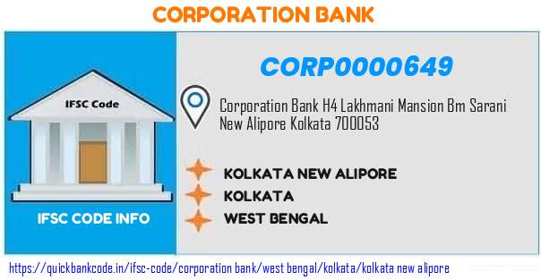 Corporation Bank Kolkata New Alipore CORP0000649 IFSC Code