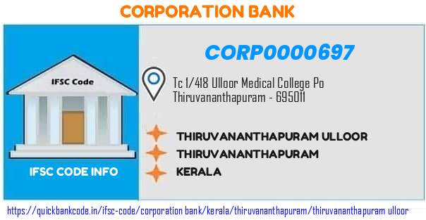 Corporation Bank Thiruvananthapuram Ulloor CORP0000697 IFSC Code