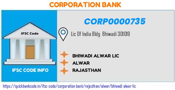 Corporation Bank Bhiwadi Alwar Lic CORP0000735 IFSC Code