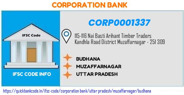 Corporation Bank Budhana CORP0001337 IFSC Code