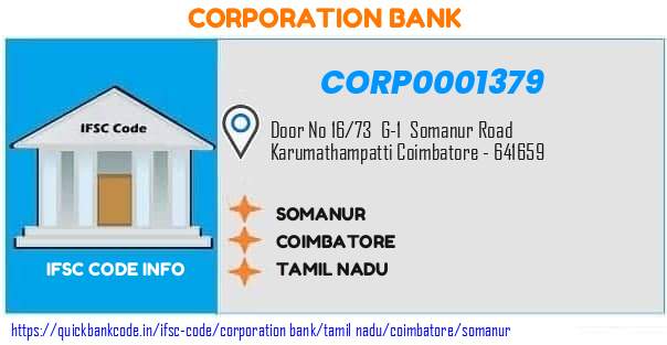 Corporation Bank Somanur CORP0001379 IFSC Code