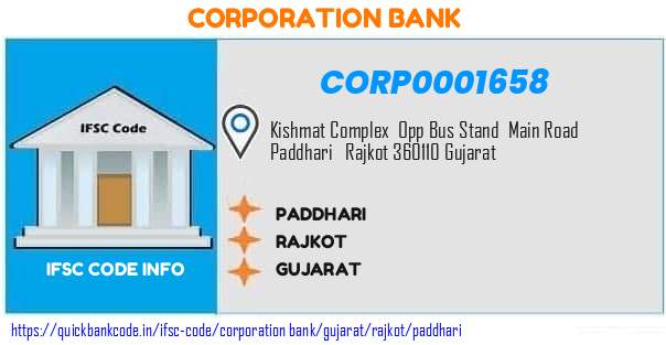 Corporation Bank Paddhari CORP0001658 IFSC Code