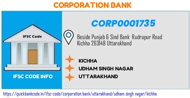 Corporation Bank Kichha CORP0001735 IFSC Code