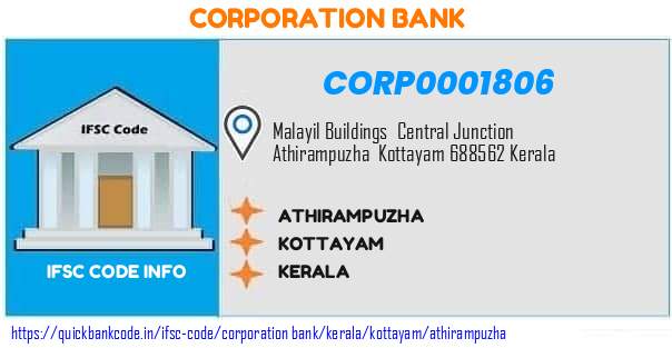 Corporation Bank Athirampuzha CORP0001806 IFSC Code