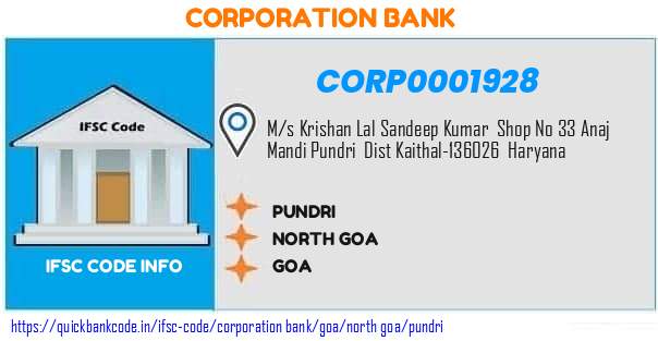 Corporation Bank Pundri CORP0001928 IFSC Code