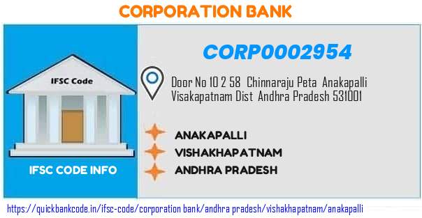 Corporation Bank Anakapalli CORP0002954 IFSC Code