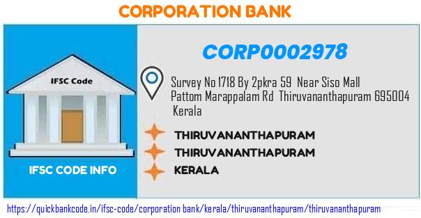 Corporation Bank Thiruvananthapuram CORP0002978 IFSC Code