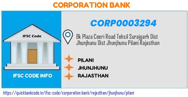 Corporation Bank Pilani CORP0003294 IFSC Code