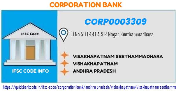 Corporation Bank Visakhapatnam Seethammadhara CORP0003309 IFSC Code