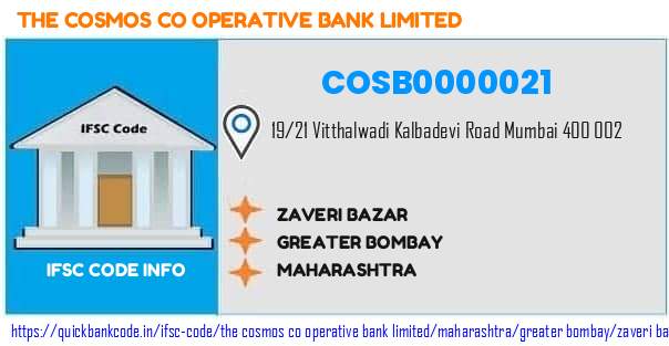 The Cosmos Co Operative Bank Zaveri Bazar COSB0000021 IFSC Code