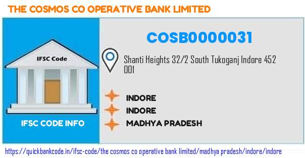 The Cosmos Co Operative Bank Indore COSB0000031 IFSC Code