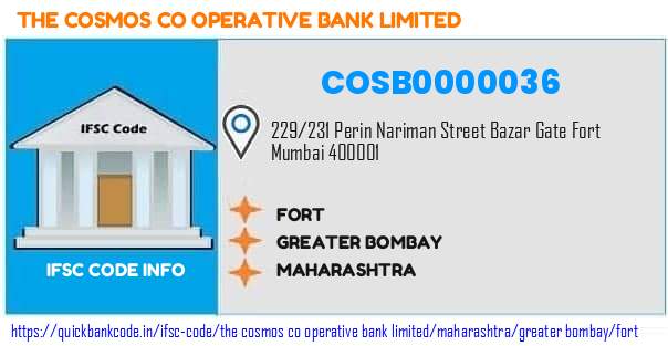 The Cosmos Co Operative Bank Fort COSB0000036 IFSC Code