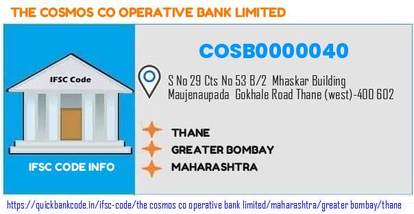 The Cosmos Co Operative Bank Thane COSB0000040 IFSC Code